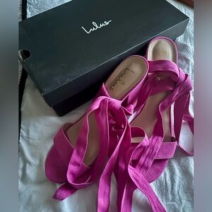 Lulus Alta Orchid Suede Lace-Up Heels size 11